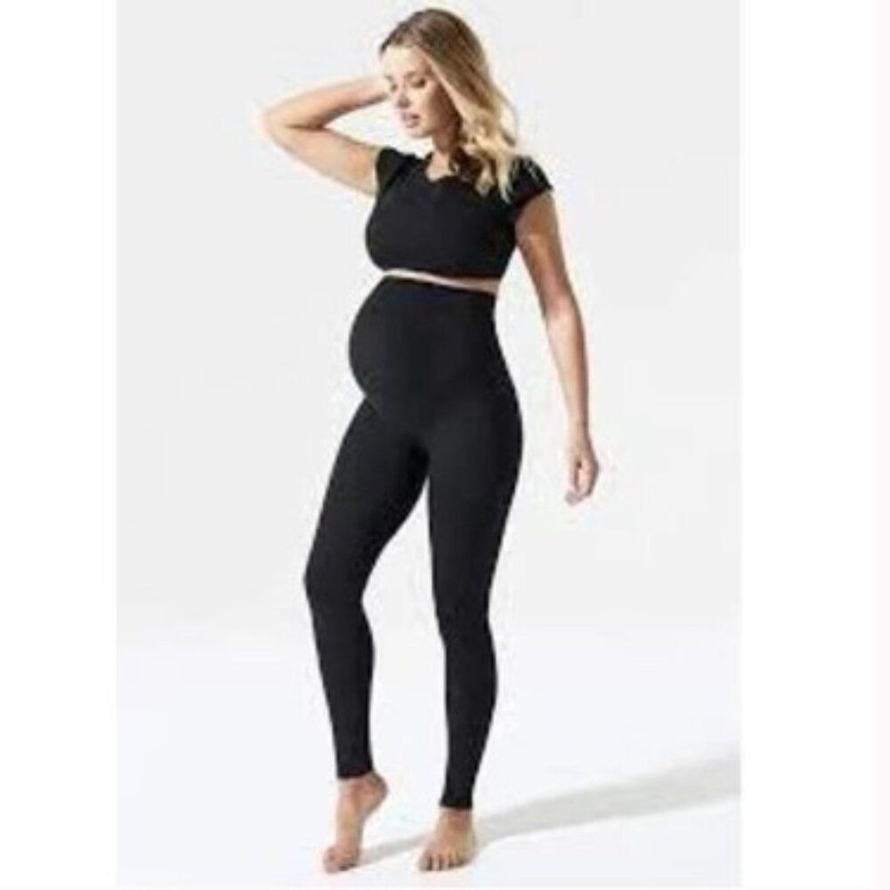 BLANQI EVERYDAY Black Maternity Belly Support Legging Women's Large High Rise Se